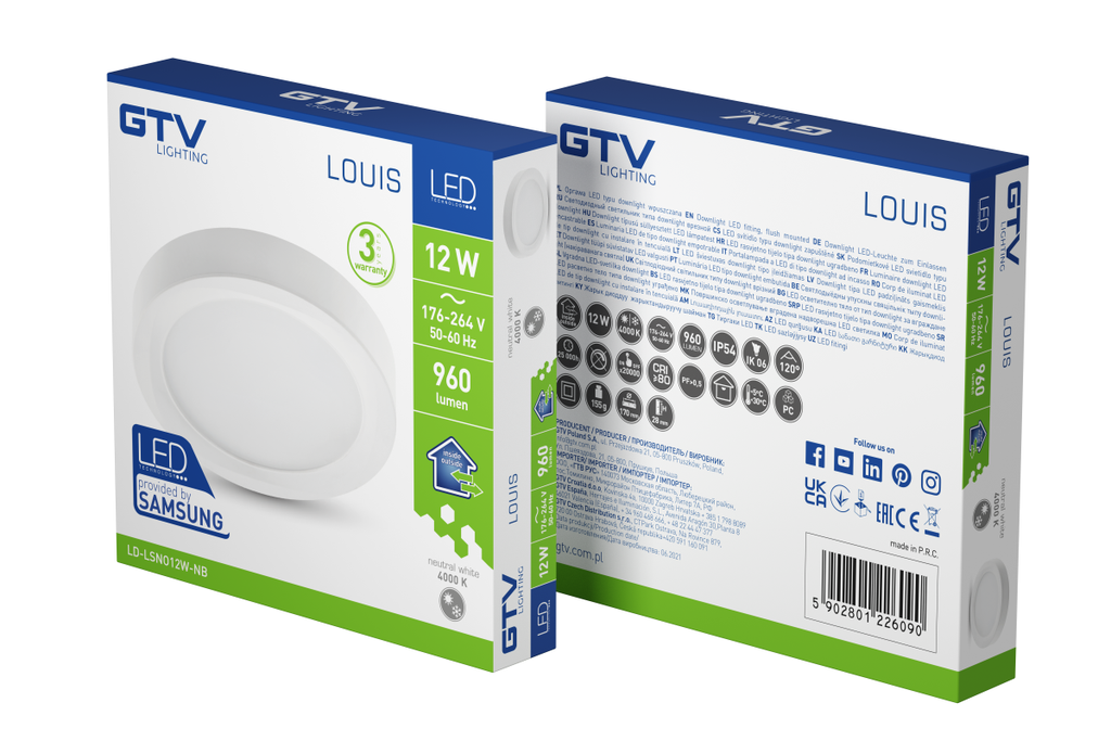 GTV SPOT ROTUND PT 12W 1920 LM 4000K IP54 LD-LSNO12W-NB