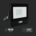PROIECTOR CU LED CU SENZOR  PIR 20W 6500K 1620 lm CIP LED SAMSUNG IP65 NEGRU
