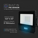 PROIECTOR CU LED CU SENZOR  PIR 20W 6500K 1620 lm CIP LED SAMSUNG IP65 NEGRU