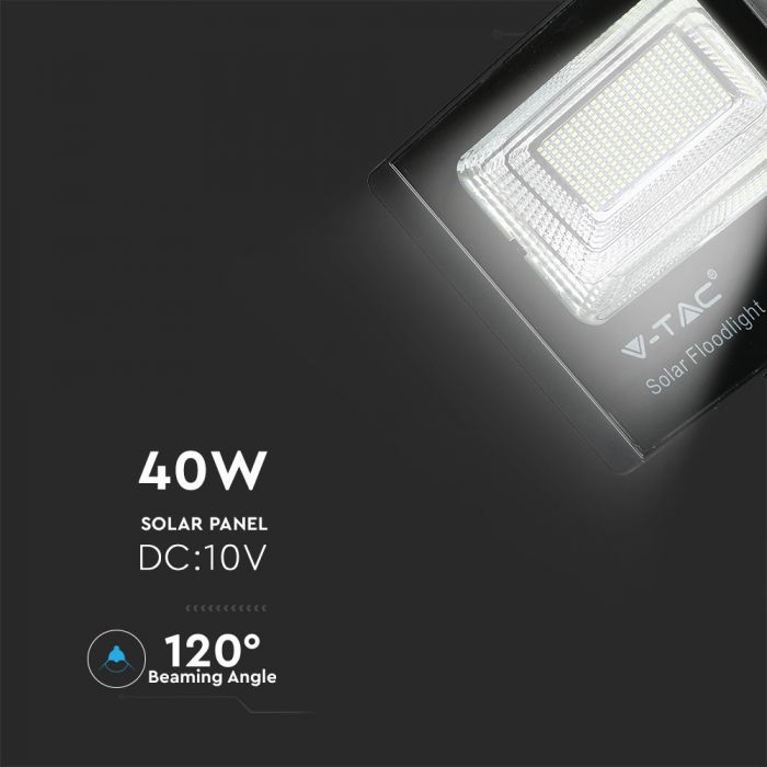 PROIECTOR CU LED SI PANOU SOLAR 40W 6000K 3100 lm IP65