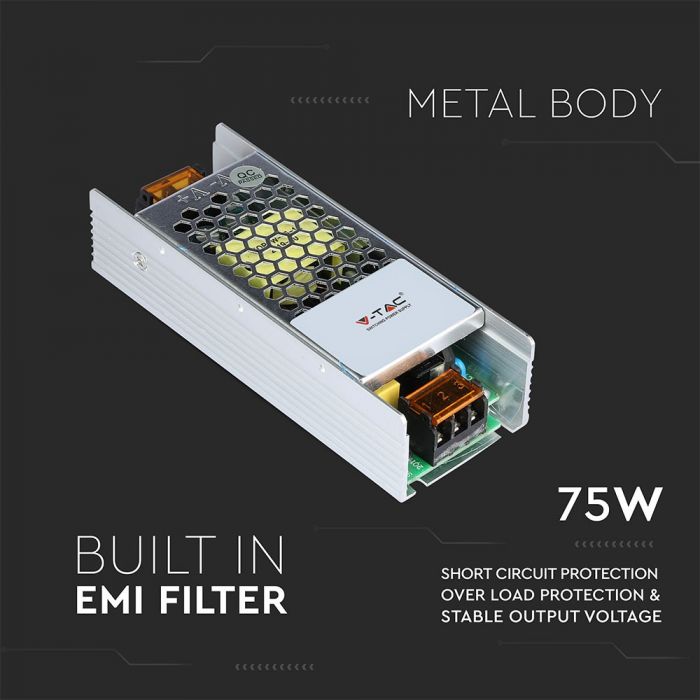 LED TRANSF 12V 75W IP20 SLIM