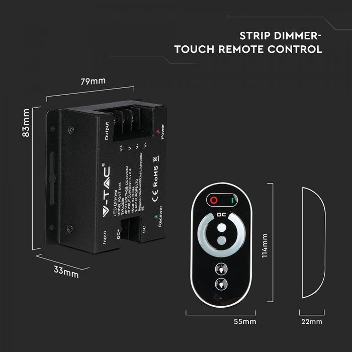LED DIMMER 12/24V 3CHx6A TOUCH MONOCOLR