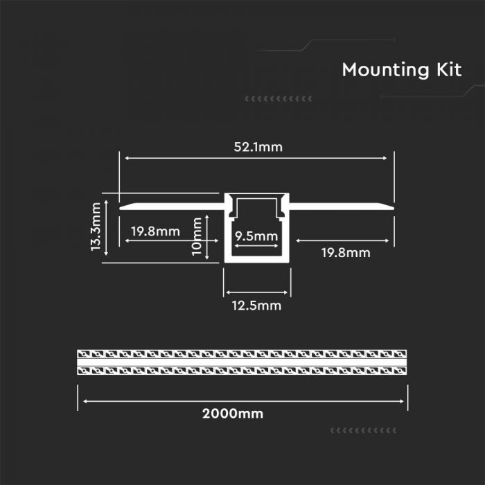 PROFIL LED IN KIT CU DISPERSOR LAPTOS 12.5x10mm RIGIPS (2ml/buc)
