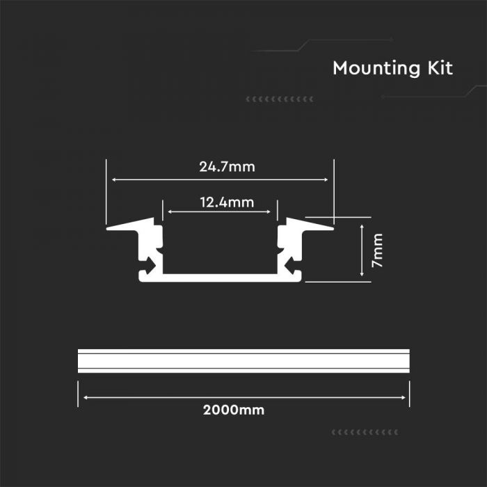 PROFIL LED IN KIT CU DISPERSOR LAPTOS 24.7x7mm INCASTRAT (2ml/buc)