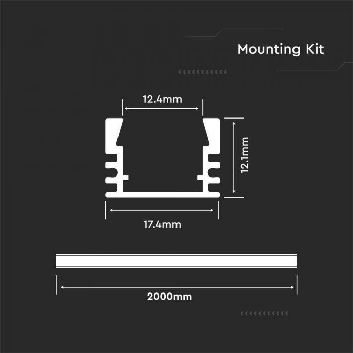 PROFIL LED IN KIT CU DISPERSOR LAPTOS Latime:17.4  H:12.1mm  2 ml/buc