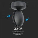 CIL ARH APLICA 3000K 7W 770 lm ROTUNDA NEAGRA 2-WAY IP65 VT