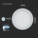 DOWNLIGHT CU LED 3000K 22W 1800 lm IP20 ROTUND D=240x12mm VT