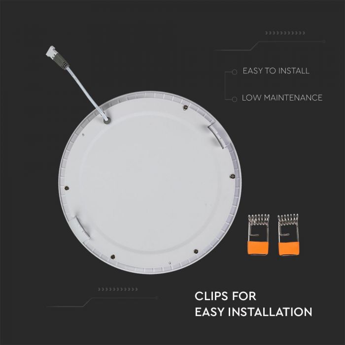 DOWNLIGHT CU LED 3000K 22W 1800 lm IP20 ROTUND D=240x12mm VT