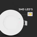 DOWNLIGHT CU LED 3000K 3W 130 lm IP20 ROTUND D=84x12mm VT