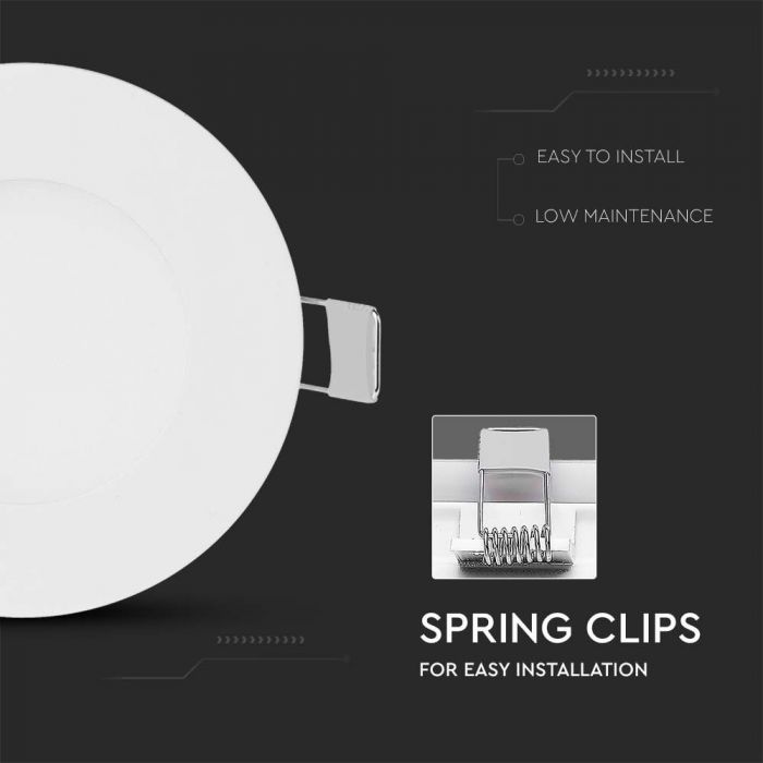 DOWNLIGHT CU LED 3000K 3W 130 lm IP20 ROTUND D=84x12mm VT