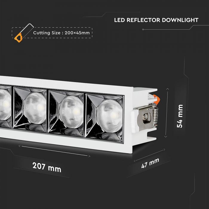 ZDOWNLIGHT CU LED 20W(5x4W) 2700K 1600 lm 210x54x47 mm ALB