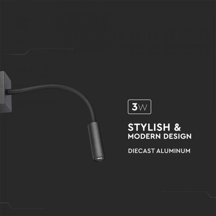 CIL INTERIOR APLICA LED 3000K 3W 180 lm D:80x80x25mm NEAGRA VT