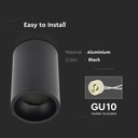 CIL INTERIOR PLAFONIERA 1xGU10 ROTUNDA DxH:70x107mm NEAGRA VT