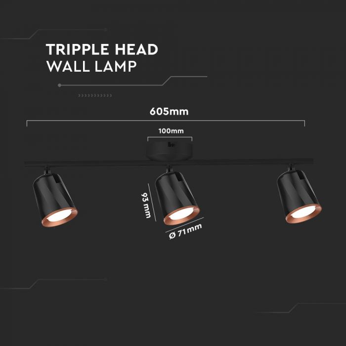 CIL INTERIOR PLAFONIERA LED 3000K 3x6W 1620 lm NEGRU