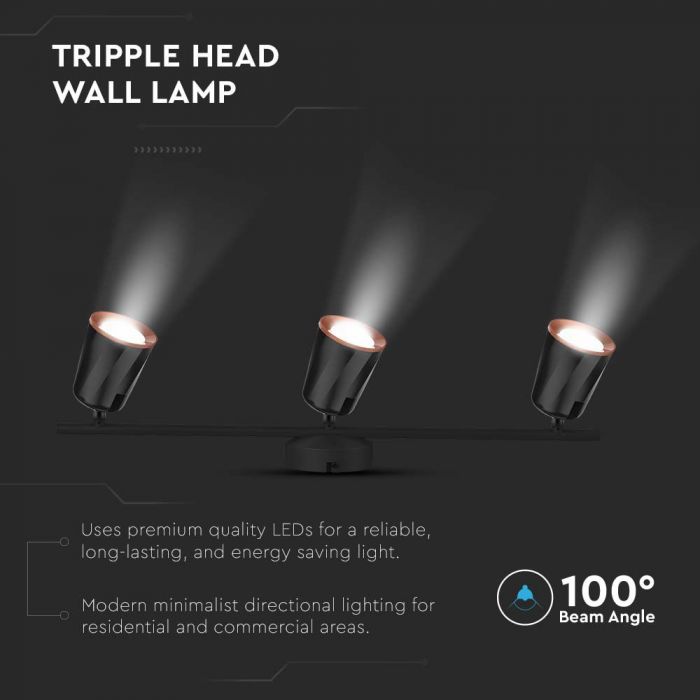 CIL INTERIOR PLAFONIERA LED 3000K 3x6W 1620 lm NEGRU