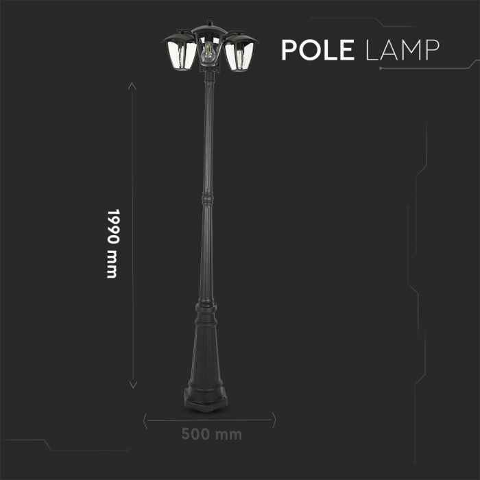 CIL EXTERIOR IP44 STALP NEGRU 3 BRATE