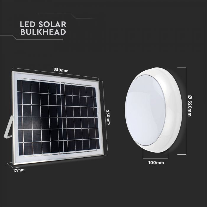 CIL EXTERIOR IP65 PLAFONIERA 3000-6400K 15W 900 lm ROTUNDA D:320x100mm ALBA + PANOU SOLAR