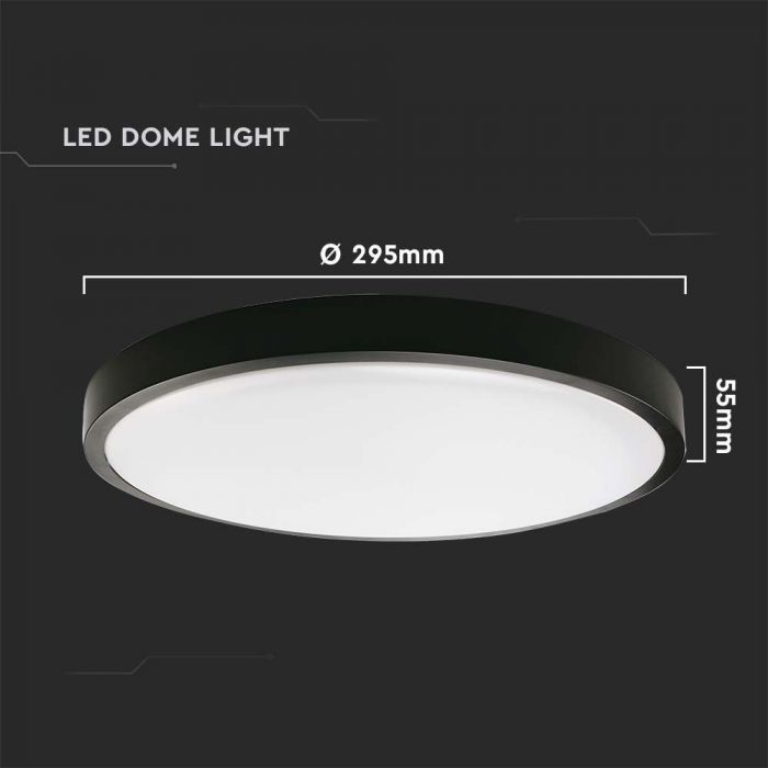 CIL PLAFONIERA IP44 4000K 24W 2400 lm ROTUNDA D:295x55mm NEAGRA