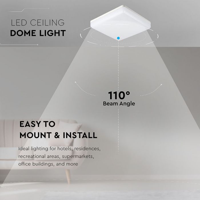 CIL PLAFONIERA IP44 4000K 25W 2500 lm PATRATA D:300x300x50mm ALBA
