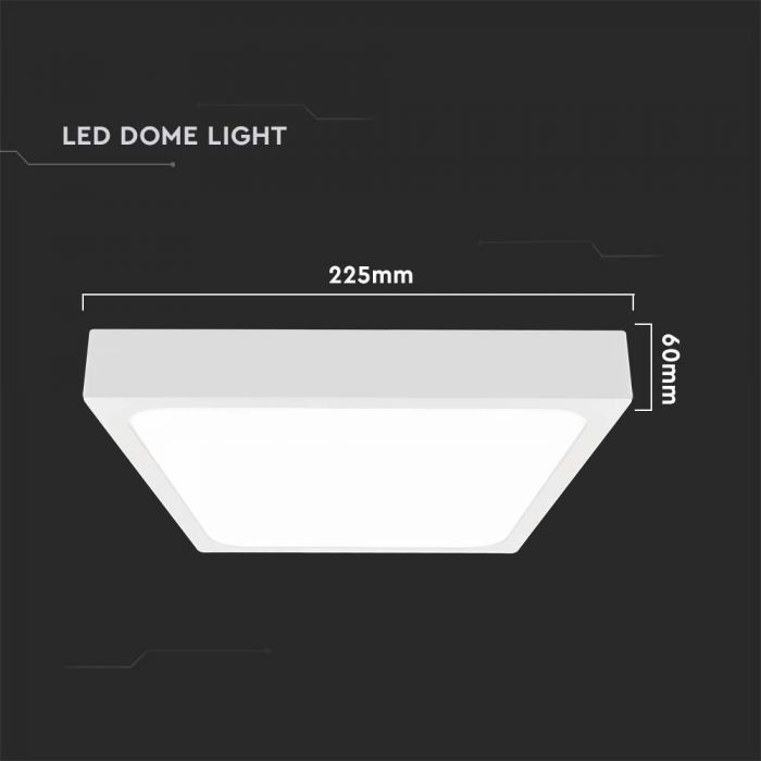 CIL PLAFONIERA SENZOR IP44 4000K 18W 1800 lm PATRATA D:225x225x60mm ALBA