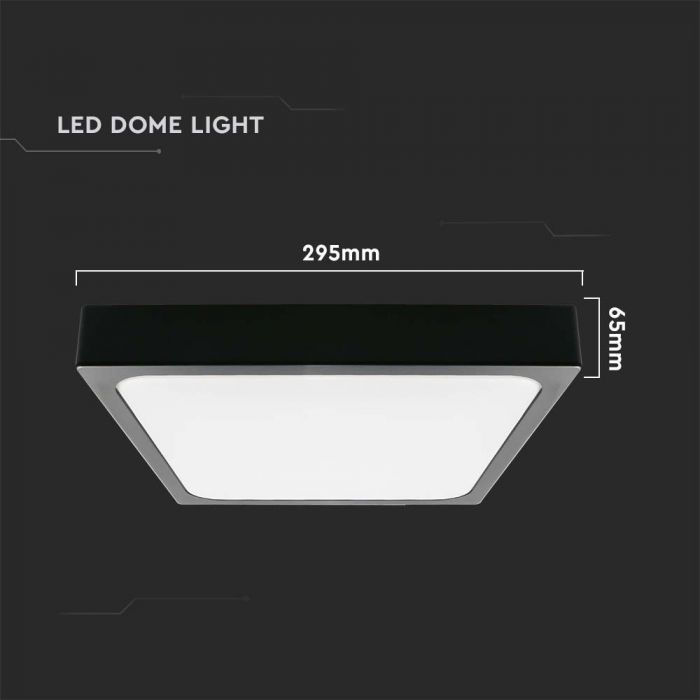 CIL PLAFONIERA SENZOR IP44 4000K 24W 2400 lm PATRATA D:225x225x65mm NEAGRA