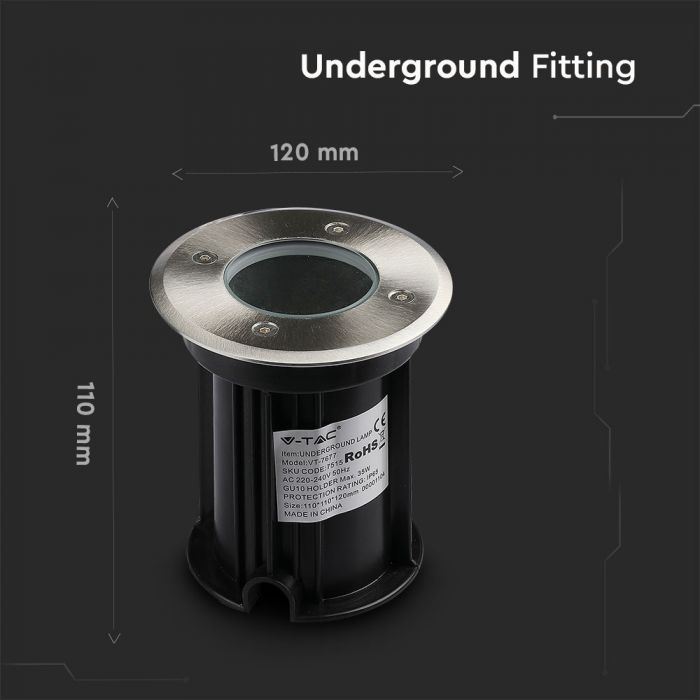 CIL ARH SPOT PARDOSEALA ROTUND 1xGU10 D:110x110x120mm IP65 INOX VT