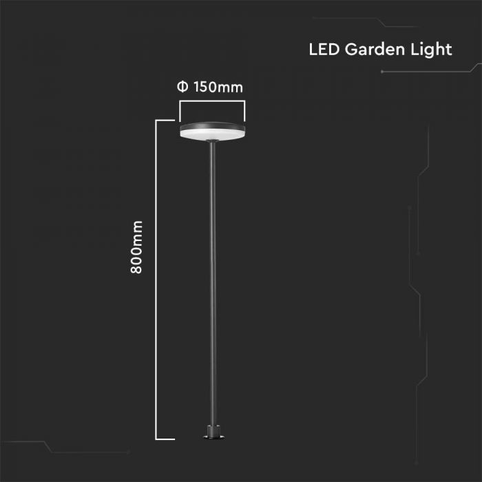 STALP DE GRADINA 12W LED 3000K IP65 D150XH800 23021