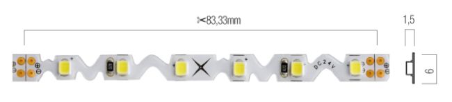 ARX XRIBO ZIGZAG 24V 72W/5M 72 LED/M 3000K IP65 CRI80 5ML RB27265ZWW