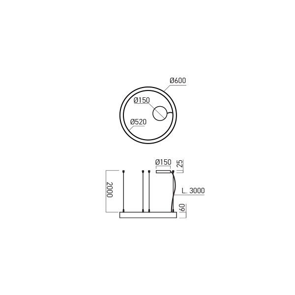 ARX PENDUL XAMBIT , LIGHT FITING , 38W/4000K , DIAMETRU 600