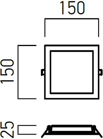 ARX XFACE REC. SQ. PANEL 12W 100-240V AC 3000K CRI.80 IP40 120° MWH