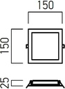 ARX XFACE REC. SQ. PANEL 12W 100-240V AC 3000K CRI.80 IP40 120° MWH