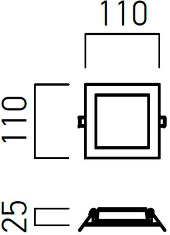 ARX XFACE REC. SQ. PANEL 6W 100-240V AC 3000K CRI.80 IP40 120° MWH